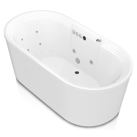 ANZZI Sofi 5.6 ft. Center Drain Whirlpool and Air Bath Tub in White FT-AZ201